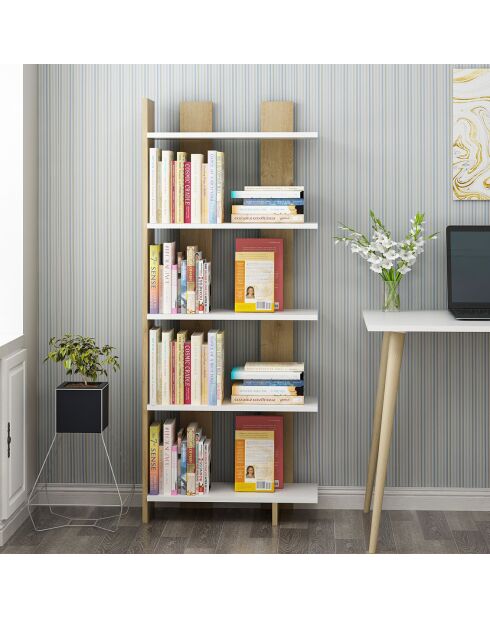 Bibliothèque elas blanc/chêne - 62x150x25 cm