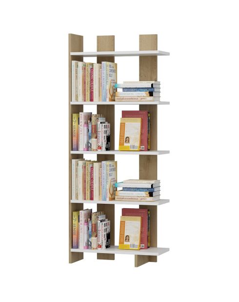 Bibliothèque elas blanc/chêne - 62x150x25 cm