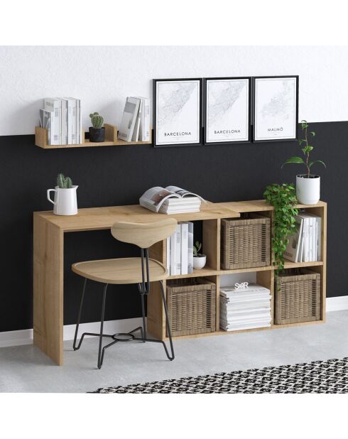 Bureau + etagère blake chêne - 74x145x45 cm