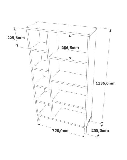 Bibliothèque rl3 pin/anthracite - 72x133.6x25.5 cm