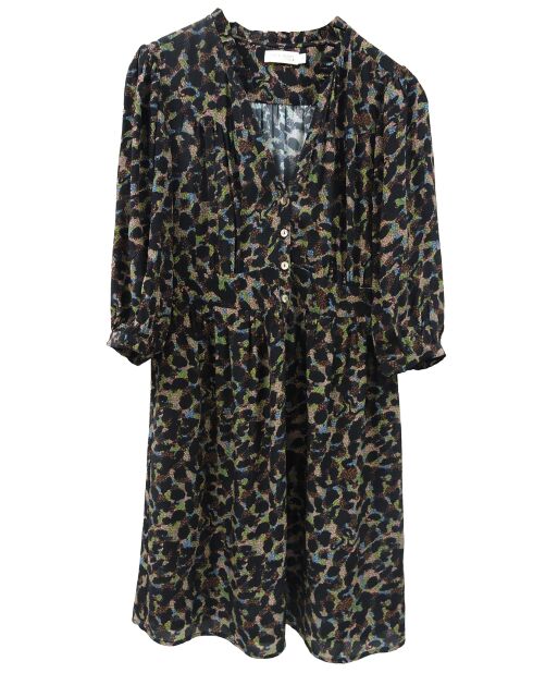 Zwart/bruine Gab-jurk met print