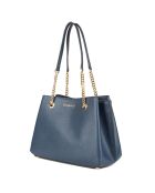 Sac porté épaule en Cuir Teagan bleu marine - 30x22x14 cm