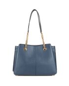 Sac porté épaule en Cuir Teagan bleu marine - 30x22x14 cm