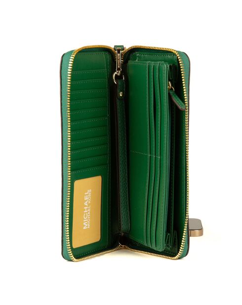 Portefeuille en Cuir continental Jet Set Travel vert - 21x10 cm