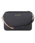 Jet Set zwarte leren schoudertas - 23,5x15x5 cm