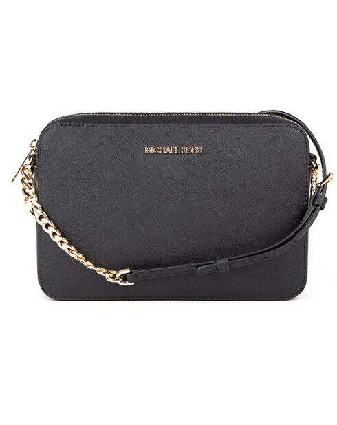 Jet Set zwarte leren schoudertas - 23,5x15x5 cm