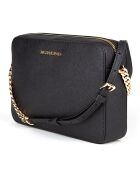 Jet Set zwarte leren schoudertas - 23,5x15x5 cm