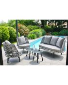 Salon de jardin Agadir 4 personnes avec coussins gris