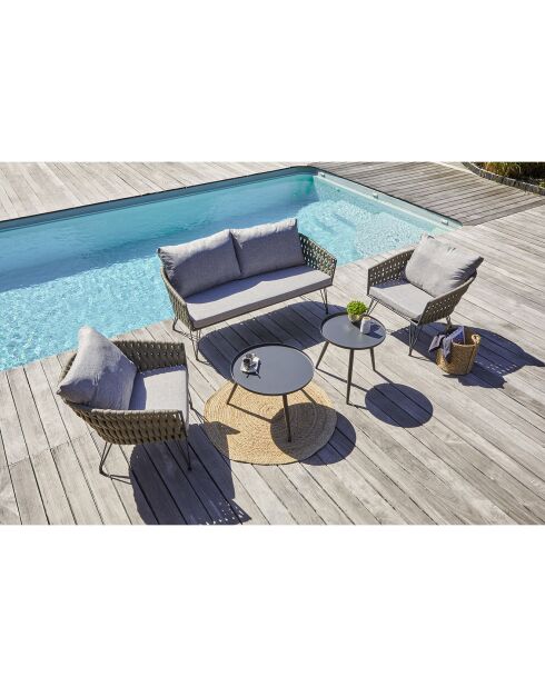 Capri Gartenmöbel aus taupefarbenem geflochtenem Seil und anthrazitfarbenem Stahl