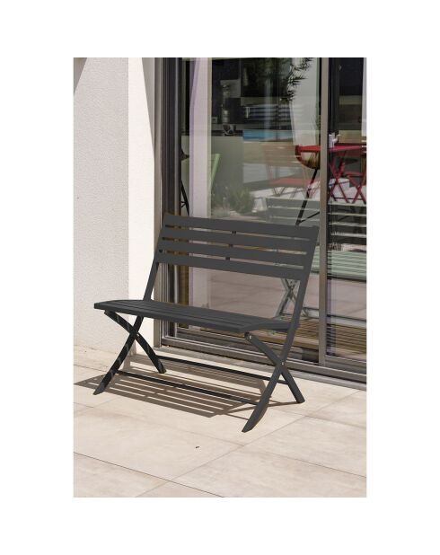 Banc de jardin pliant marius en aluminium anthracite - 95x41x82 cm