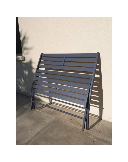 Banc de jardin pliant marius en aluminium anthracite - 95x41x82 cm
