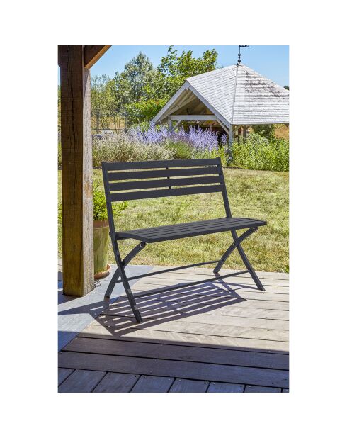 Banc de jardin pliant marius en aluminium anthracite - 95x41x82 cm