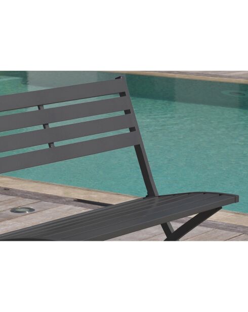 Banc de jardin pliant marius en aluminium anthracite - 95x41x82 cm