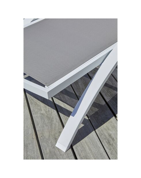 2 Bains de soleil Barcelona en aluminium et textilène taupe - 195x74x32 cm