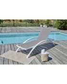 2 Bains de soleil Barcelona en aluminium et textilène taupe - 195x74x32 cm