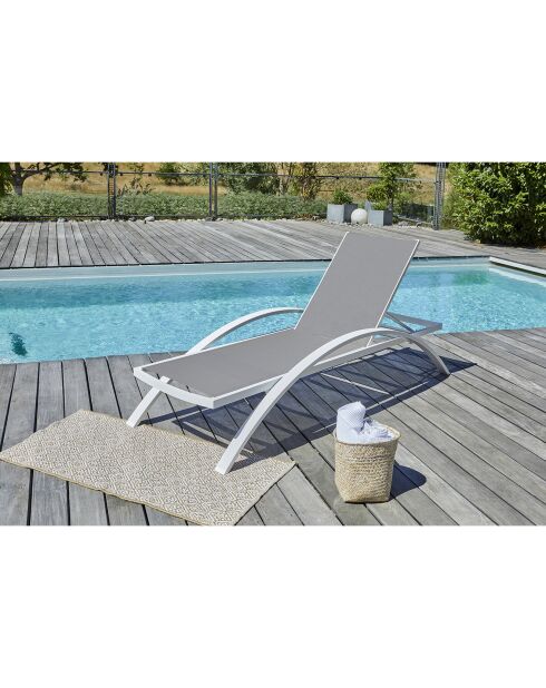 2 Bains de soleil Barcelona en aluminium et textilène taupe - 195x74x32 cm