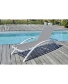 2 Bains de soleil Barcelona en aluminium et textilène taupe - 195x74x32 cm