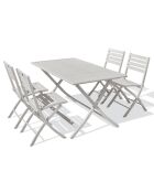 Gartenset Marius Klapptisch + 4 graue Aluminium-Klappstühle - 140x80 cm