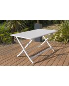 Gartenset Marius Klapptisch + 4 graue Aluminium-Klappstühle - 140x80 cm