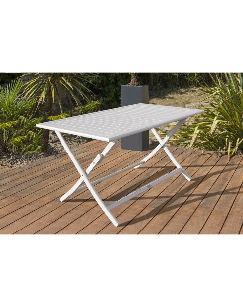 Gartenset Marius Klapptisch + 4 graue Aluminium-Klappstühle - 140x80 cm