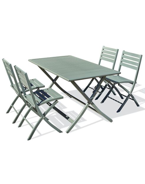 Gartenset Marius TB140 Klapptisch + 4 khakifarbene Marius CP Klappstühle - 140x80x73 cm