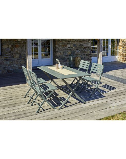 Gartenset Marius TB140 Klapptisch + 4 khakifarbene Marius CP Klappstühle - 140x80x73 cm