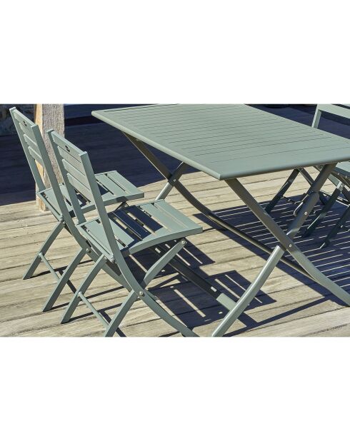 Gartenset Marius TB140 Klapptisch + 4 khakifarbene Marius CP Klappstühle - 140x80x73 cm