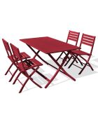 Set de jardín Mesa plegable Marius TB140 + 4 sillas plegables Marius CP carmín - 140x80x73 cm