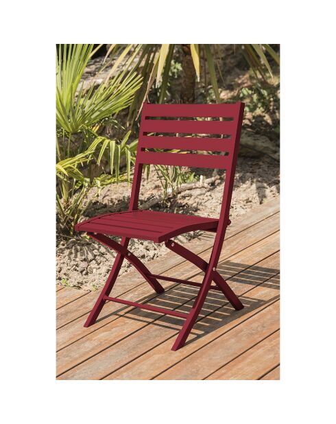 Set de jardín Mesa plegable Marius TB140 + 4 sillas plegables Marius CP carmín - 140x80x73 cm