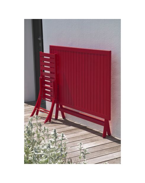 Set de jardín Mesa plegable Marius TB140 + 4 sillas plegables Marius CP carmín - 140x80x73 cm