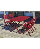 Set de jardín Mesa plegable Marius TB140 + 4 sillas plegables Marius CP carmín - 140x80x73 cm