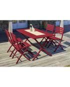 Set de jardín Mesa plegable Marius TB140 + 4 sillas plegables Marius CP carmín - 140x80x73 cm