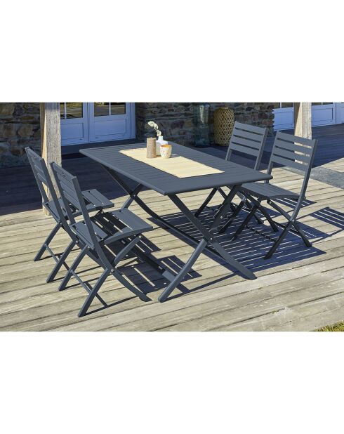 Gartenset Marius TB140 Klapptisch + 4 anthrazitgraue Marius CP Klappstühle - 140x80x73 cm