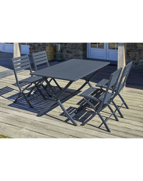 Gartenset Marius TB140 Klapptisch + 4 anthrazitgraue Marius CP Klappstühle - 140x80x73 cm