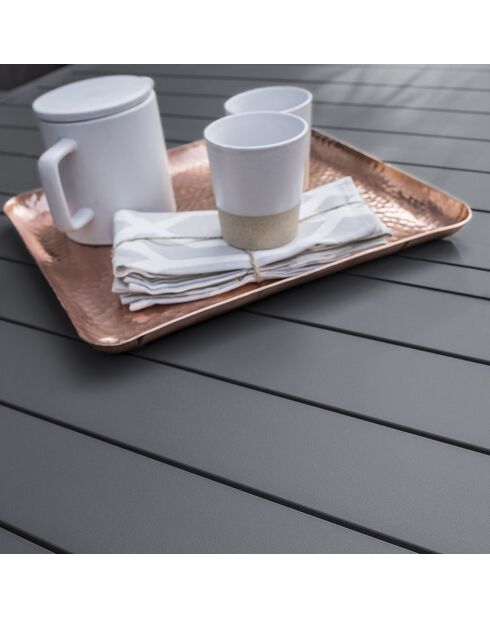 Juego de jardín Mesa miami-tb300 extensible + 12 sillones alu-miami-ft apilable gris antracita