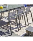 Juego de jardín Mesa miami-tb300 extensible + 12 sillones alu-miami-ft apilable gris antracita