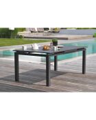 Juego de jardín Mesa miami-tb300 extensible + 12 sillones alu-miami-ft apilable gris antracita