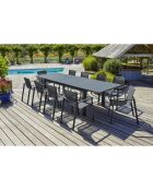 Juego de jardín Mesa miami-tb300 extensible + 10 sillones alu-miami-ft apilable gris antracita