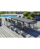 Juego de jardín Mesa miami-tb300 extensible + 8 sillones alu-miami-ft apilable gris antracita