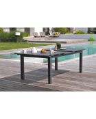Juego de jardín Mesa miami-tb300 extensible + 8 sillones alu-miami-ft apilable gris antracita