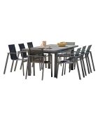 Gartenset Venise-TB250 ausziehbarer Tisch + 8 Sessel Alu-Miami-FT stapelbar Anthrazitgrau