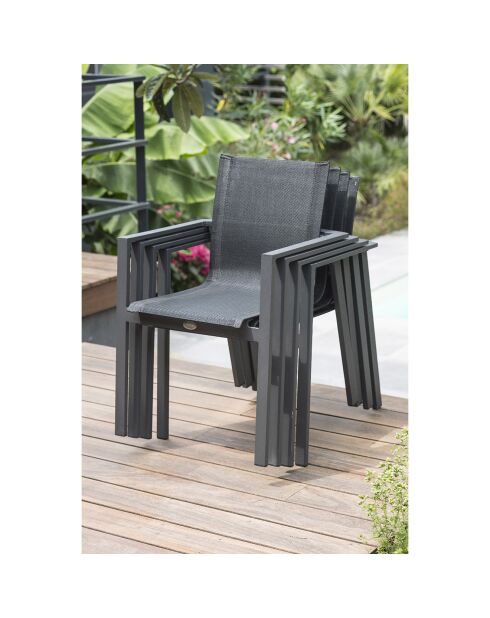 Gartenset Venise-TB250 ausziehbarer Tisch + 8 Sessel Alu-Miami-FT stapelbar Anthrazitgrau