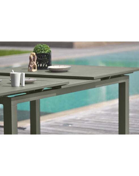 Gartengarnitur Tisch Miami-tb240-Khaki ausziehbar + 8 Stühle miami-ft-Khaki stapelbar khaki