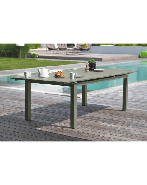 Gartengarnitur Tisch Miami-tb240-Khaki ausziehbar + 8 Stühle miami-ft-Khaki stapelbar khaki