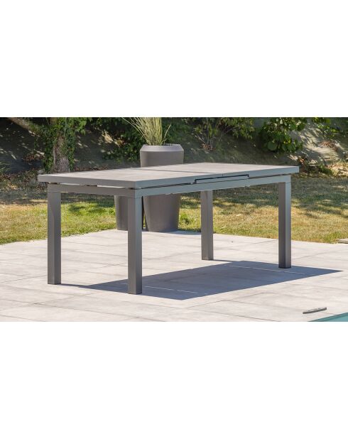 Gartenset Venise-TB250 ausziehbarer Tisch + 6 Sessel Alu-Miami-FT stapelbar Anthrazitgrau