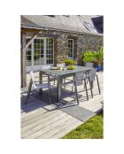 Gartenset Miami-TB240-Khaki ausziehbarer Tisch + 6 stapelbare Miami-FT-Khaki-Sessel in Khaki