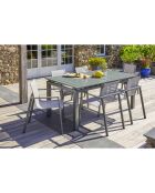 Gartenset Miami-TB240-Khaki ausziehbarer Tisch + 6 stapelbare Miami-FT-Khaki-Sessel in Khaki