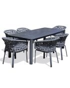 Ensemble de jardin Table Camargue + 6 Fauteuils gris anthracite