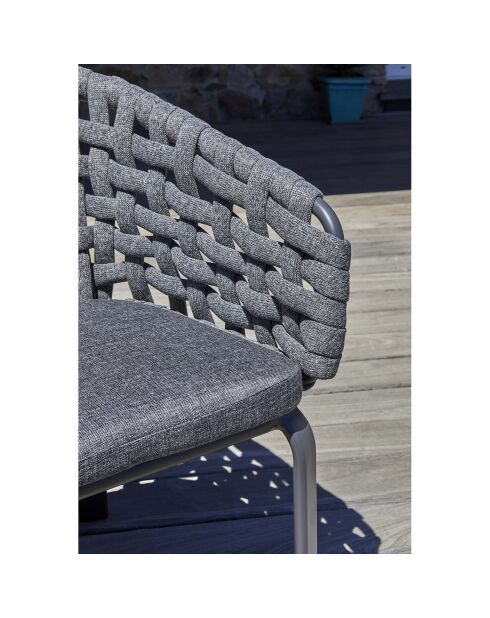 Ensemble de jardin Table Camargue + 6 Fauteuils gris anthracite