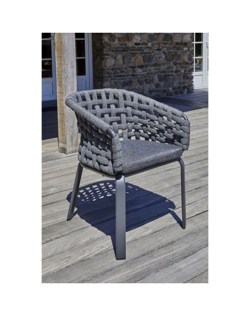 Ensemble de jardin Table Camargue + 8 Fauteuils gris anthracite